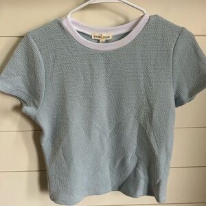 Moa Moa Sky Blue Textured Short Sleeve Top